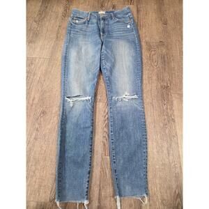 Mother Hight Waisted Looker Ankle Fray One Smart Cookie Medium Wash 27 Jeans
